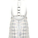 HALTER NECK CRYSTAL EMBELLISHED MINI DRESS WITH NECK DETAILS