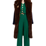Wool Long Coat with Faux Fur Detail