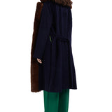 Wool Long Coat with Faux Fur Detail