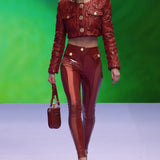 Patent Leather Tights with Gold Buckles