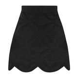 Velvet Yarn Embroidered Knit Mini Skirt