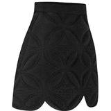 Velvet Yarn Embroidered Knit Mini Skirt