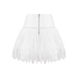 Tweed Crystal Embellished Mini Skirt With Silk Chiffon Details