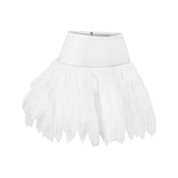 Tweed Crystal Embellished Mini Skirt With Silk Chiffon Details