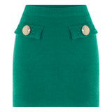 Soft Knit Mini Skirt With Gold Buckles