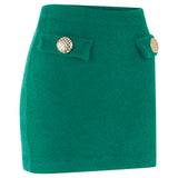 Soft Knit Mini Skirt With Gold Buckles