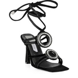 Strappy Sandals With Circle Gem Details