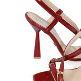 Strappy Slingback Patent Leather Sandals With Belt Details