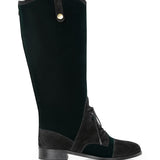 Velvet Riding Boots With Suede Details