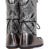 Quilted Embroidered Patent Apres Ski Boots