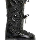 Quilted Embroidered Patent Apres Ski Boots