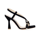 Strappy Slingback Velvet Sandals With Belt Details