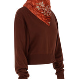 Marquetry Patterned Velvet High Waist Baggy Pants