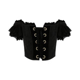 Off The Shoulder Corset With Gold Buttons