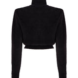 High Neck Velvet Knit Sweater With Crystal Embroidered