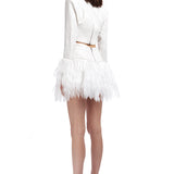 Tweed Crystal Embellished Mini Skirt With Silk Chiffon Details