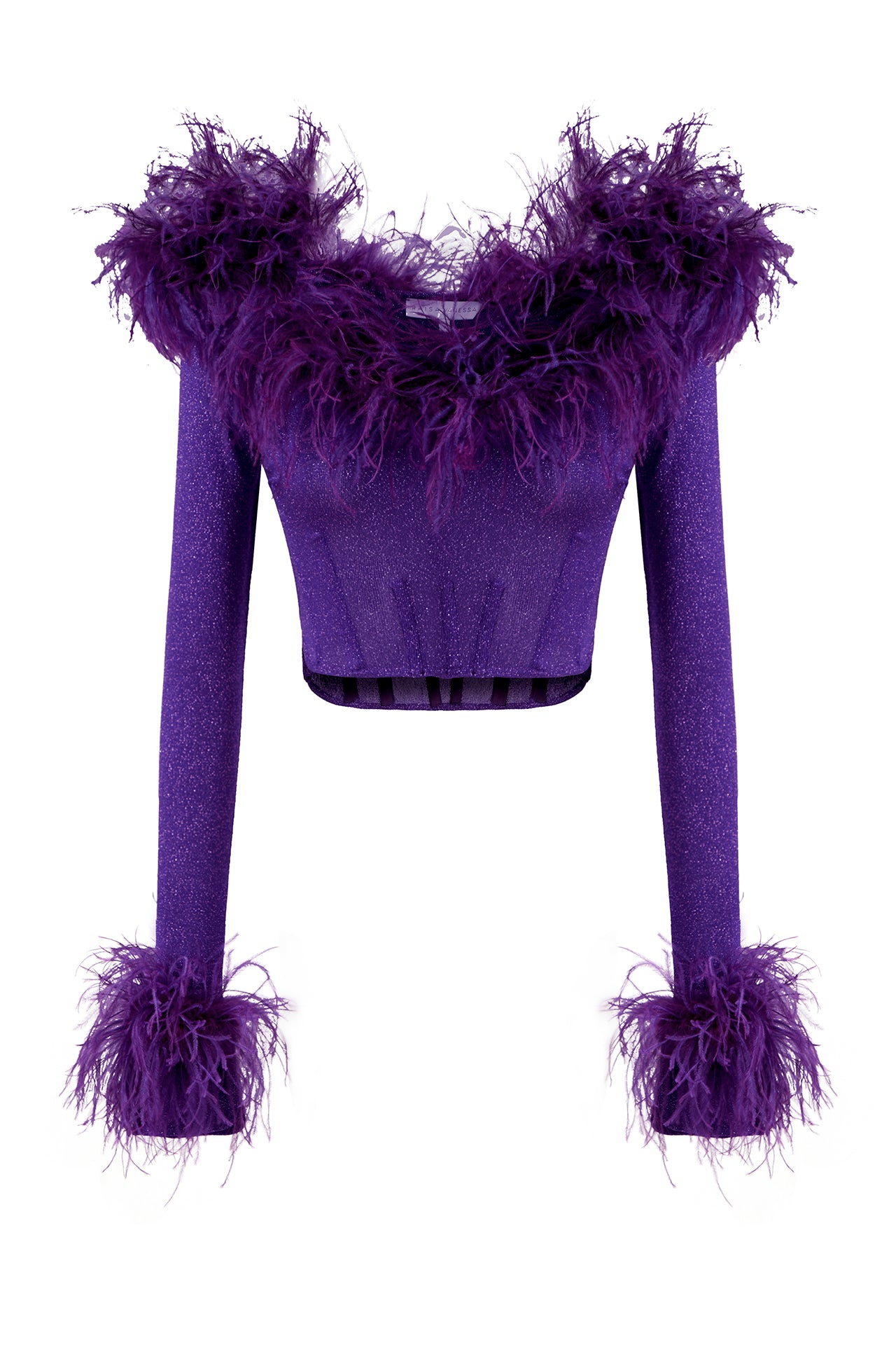 rienda - ❤️【送料込】ELENORE  glitter draping knit top Glittered Knit Corset Top With Feather Details – RAISA