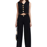 Palazzo Pants With Gold Buckle