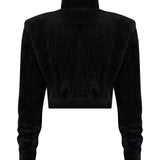 Velvet Yarn Turtle Neck Sweater With Gold Gun Buckles