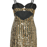 Antic Gold & Silver Hand-Embroidered Silk Chiffon Mini Dress