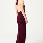 burgundy dress backless line Elegant A-Line Halter Backless Burgundy Velvet Long Bridesmaid Dresses