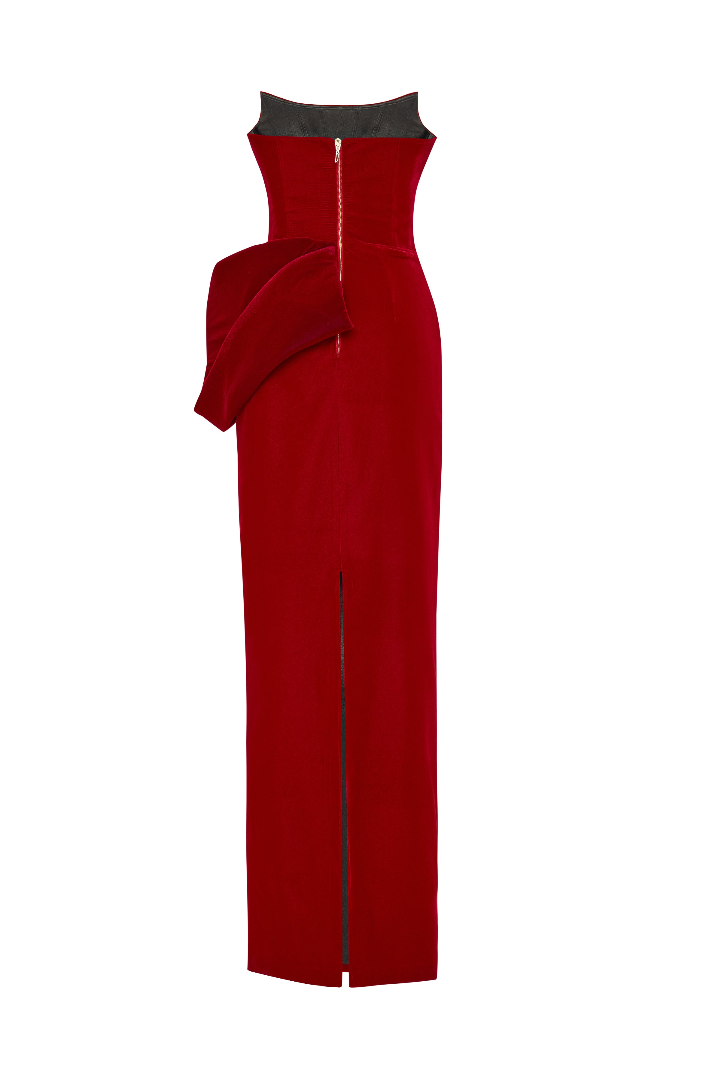 express red velvet dress Velvet Sweetheart Neckline Strapless Midi Sheath Dress