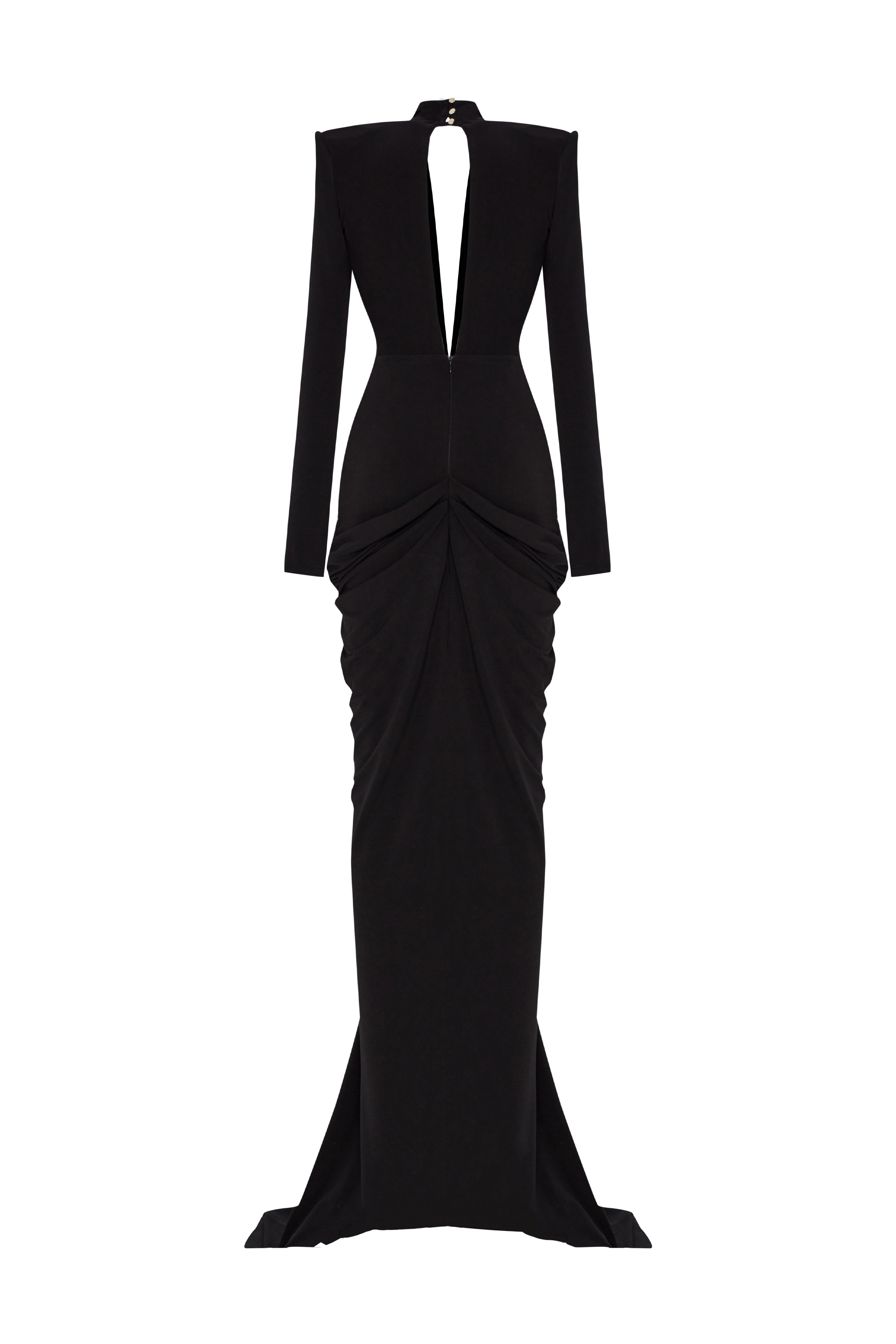 Black Stretchy Gold Flower Embroidered V-Neck Long Sleeved Maxi Dress RAISA VANESSA INT Black Stretchy Gold Flower Embroidered V-Neck Long Sleeved Maxi Dress RAISA VANESSA INT