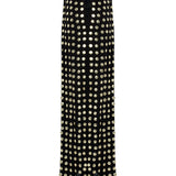 Black Handmade Gold Polka Dot Detailed Silk Chiffon Maxi Dress