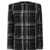 Black & White Plaid Tweed Sequined Jacket