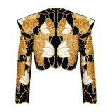 Gold Flower Brouded Jaquard Mini Jacket