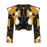 Gold Flower Brouded Jaquard Mini Jacket