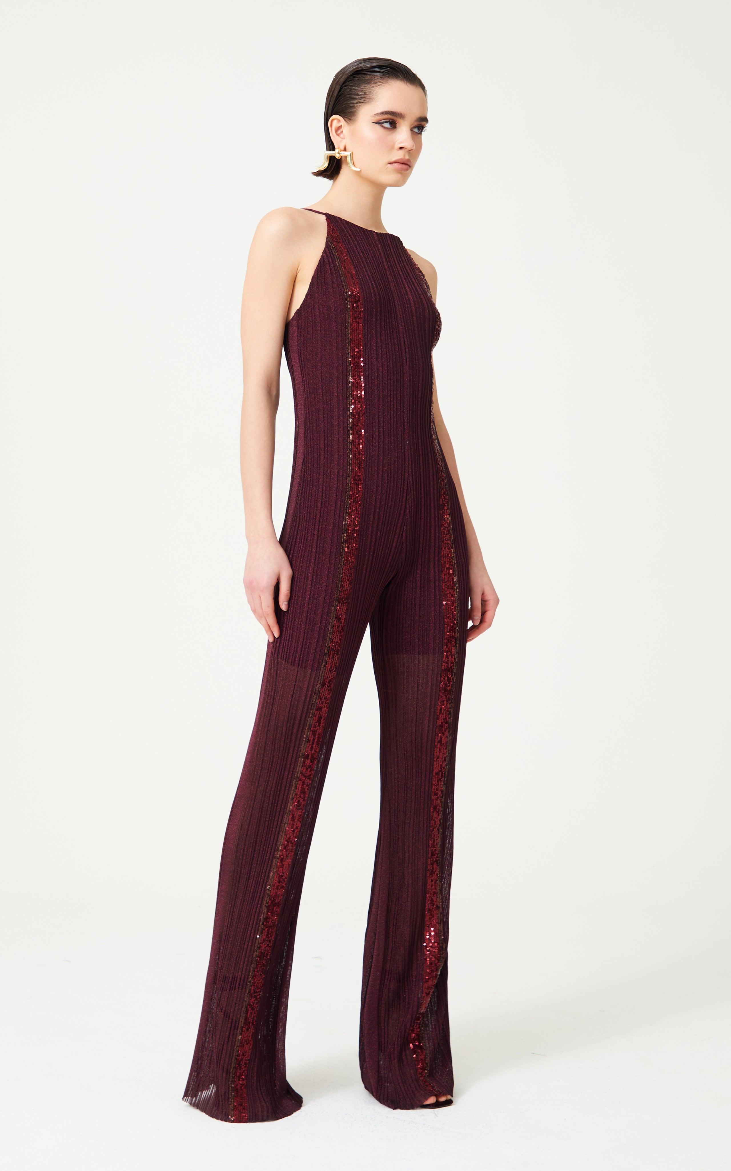 Knit halter jumpsuit on sale