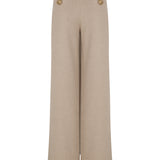 Beige Wide Pants With Pleated Skirt Detail