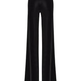 Flared Black Silk Velvet Pants