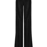 Flared Black Silk Velvet Pants