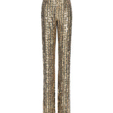 Antic Gold & Silver Hand-Embroidered Silk Chiffon Pants