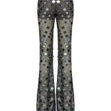 Anthracite Handmade Knitted Sequin Embroidered Pants With Mini Lining