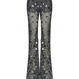 Anthracite Handmade Knitted Sequin Embroidered Pants With Mini Lining