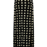 Black Handmade Gold Polka Dot Detailed Silk Chiffon Ankle Length Skirt