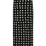 Black Handmade Gold Polka Dot Detailed Silk Chiffon Ankle Length Skirt