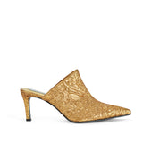 Gold Jacquard Heeled Clog