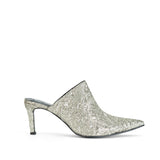 Silver Jacquard Heeled Clog