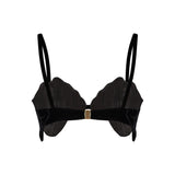 Black Velvet Strappy Flower Shaped Bra