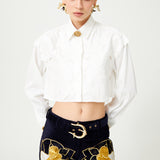 Gold Flower Brouded Jaquard Pants