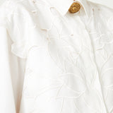 White Flower Brouded Short Shirt