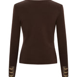 Brown Knit Top With Gold Accessories