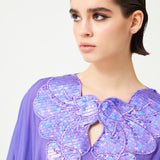 Lilac Silk Chiffon Shirt With Sequin Embroidered Collar