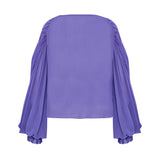 Lilac Silk Chiffon Shirt With Sequin Embroidered Collar