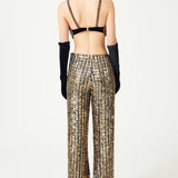 Antic Gold & Silver Hand-Embroidered Silk Chiffon Pants