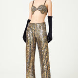 Antic Gold & Silver Hand-Embroidered Silk Chiffon Pants